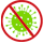 Icon durchgestrichenes Virus kontaktlose Warenübergabe