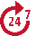 Icon roter Pfeilkreis 24/7 empfangen und versenden