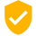 Icon gelbes Schild mit Haken Versicherung inklusive