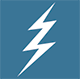 Icon blau Blitz Elektroanschluss