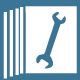 Icon blau Schraubenschlüssel Montageanleitung