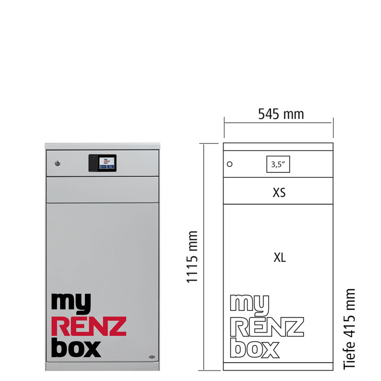 Paketbox weiß mit zwei Paketfächern XS und XL